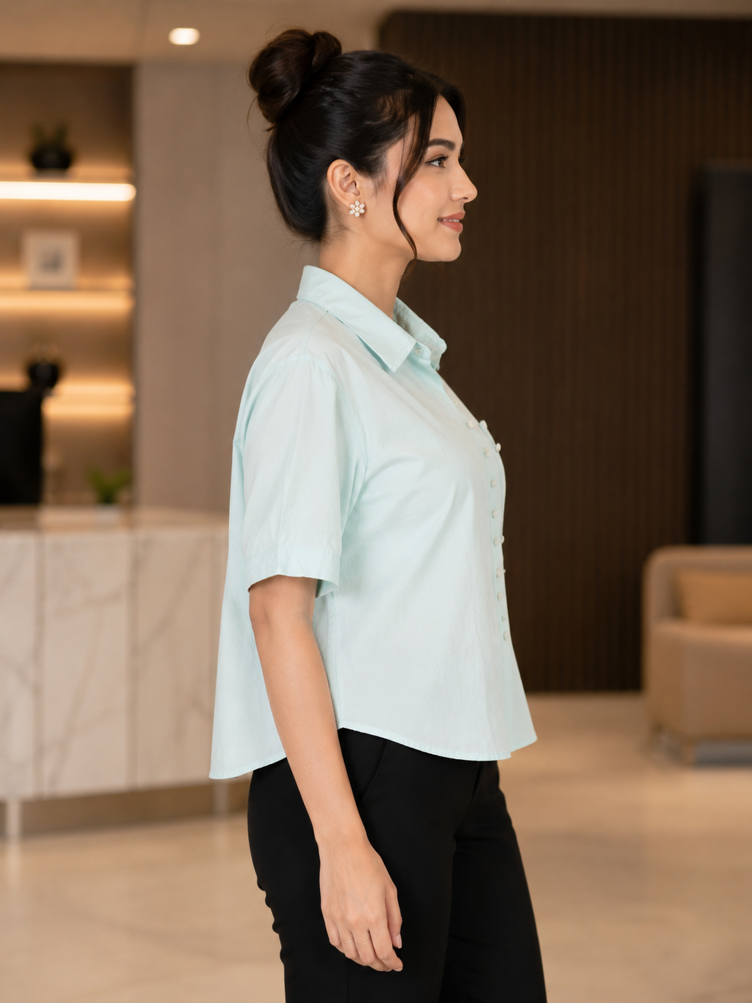 695PL Women's Imported Classic Shirt – Powder Blue 695PL-24-SKY - Image 4