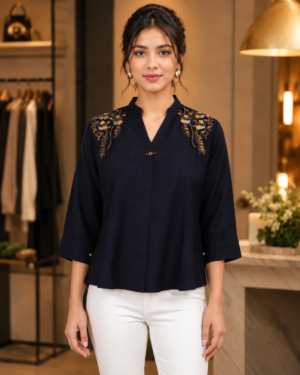 4027EM Elegant Midnight Embroidered Top 4027EM-214-NVY