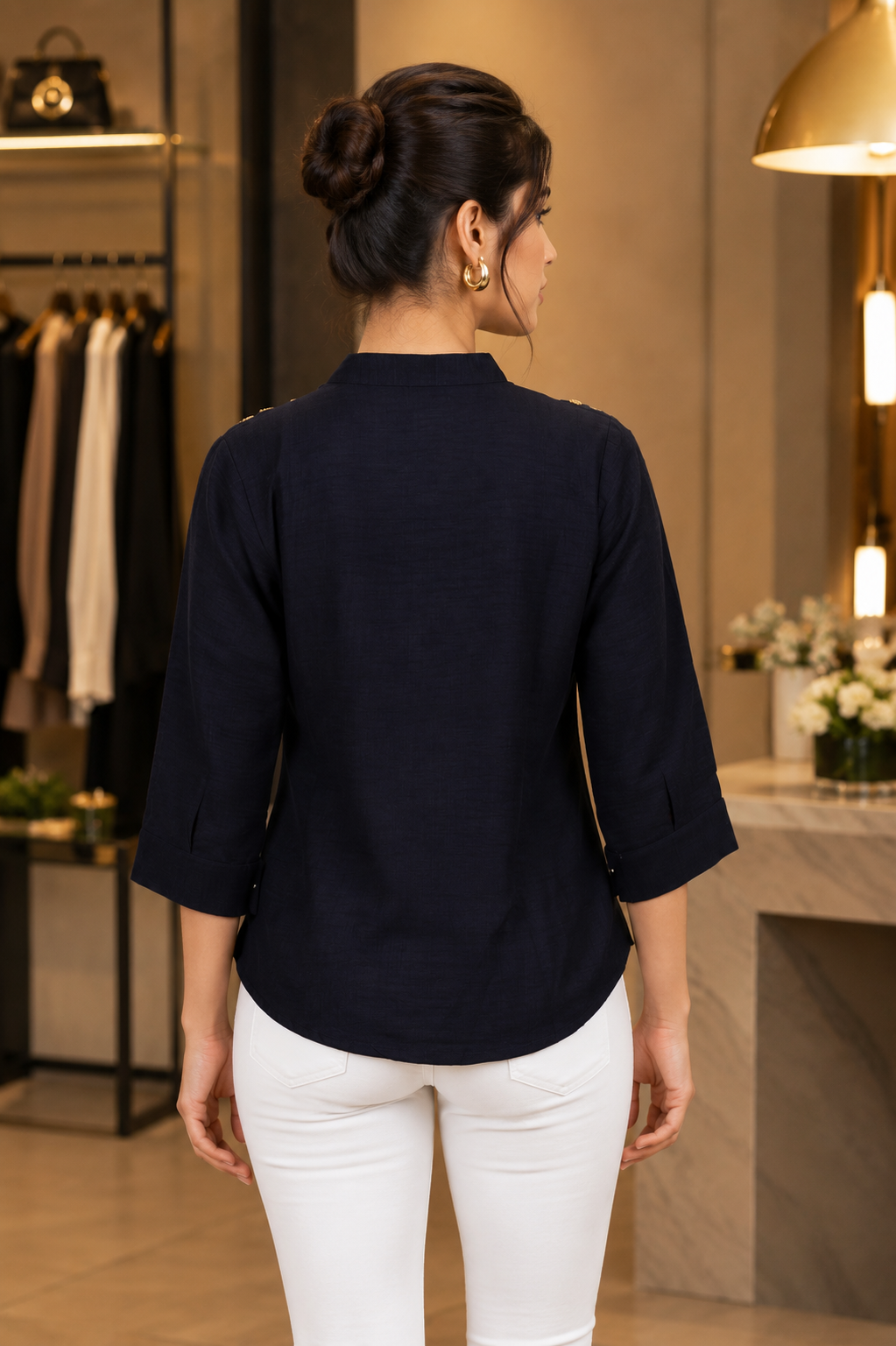 4027EM Elegant Midnight Embroidered Top 4027EM-214-NVY - Image 3