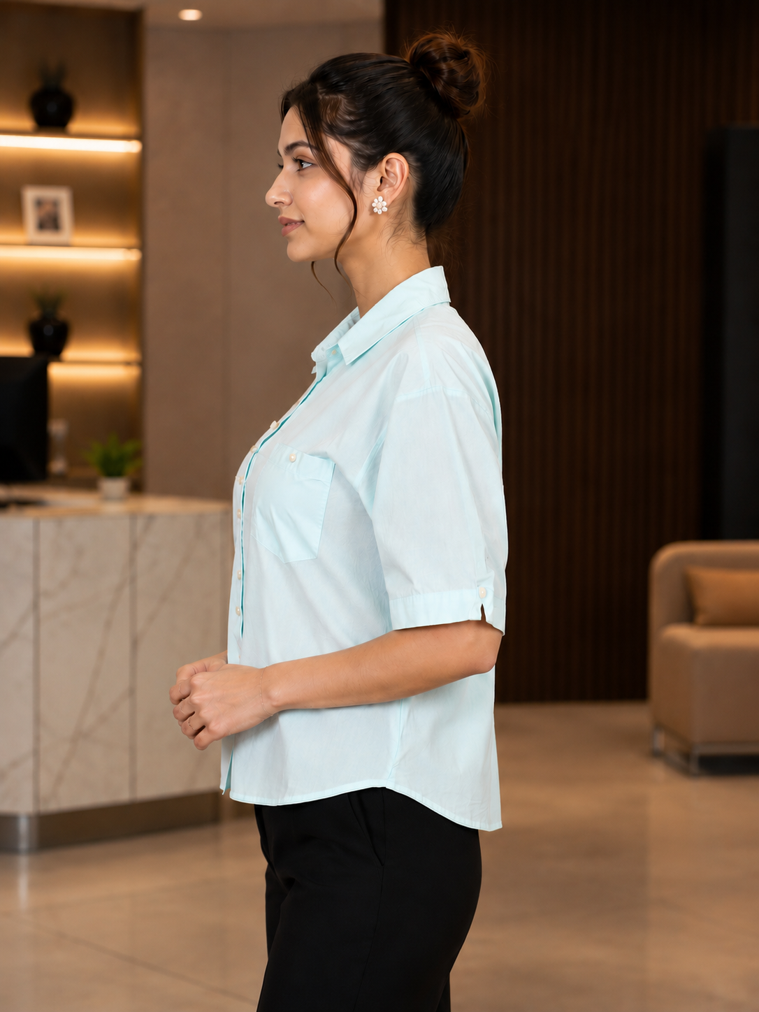 695PL Women's Imported Classic Shirt – Powder Blue 695PL-24-SKY - Image 2
