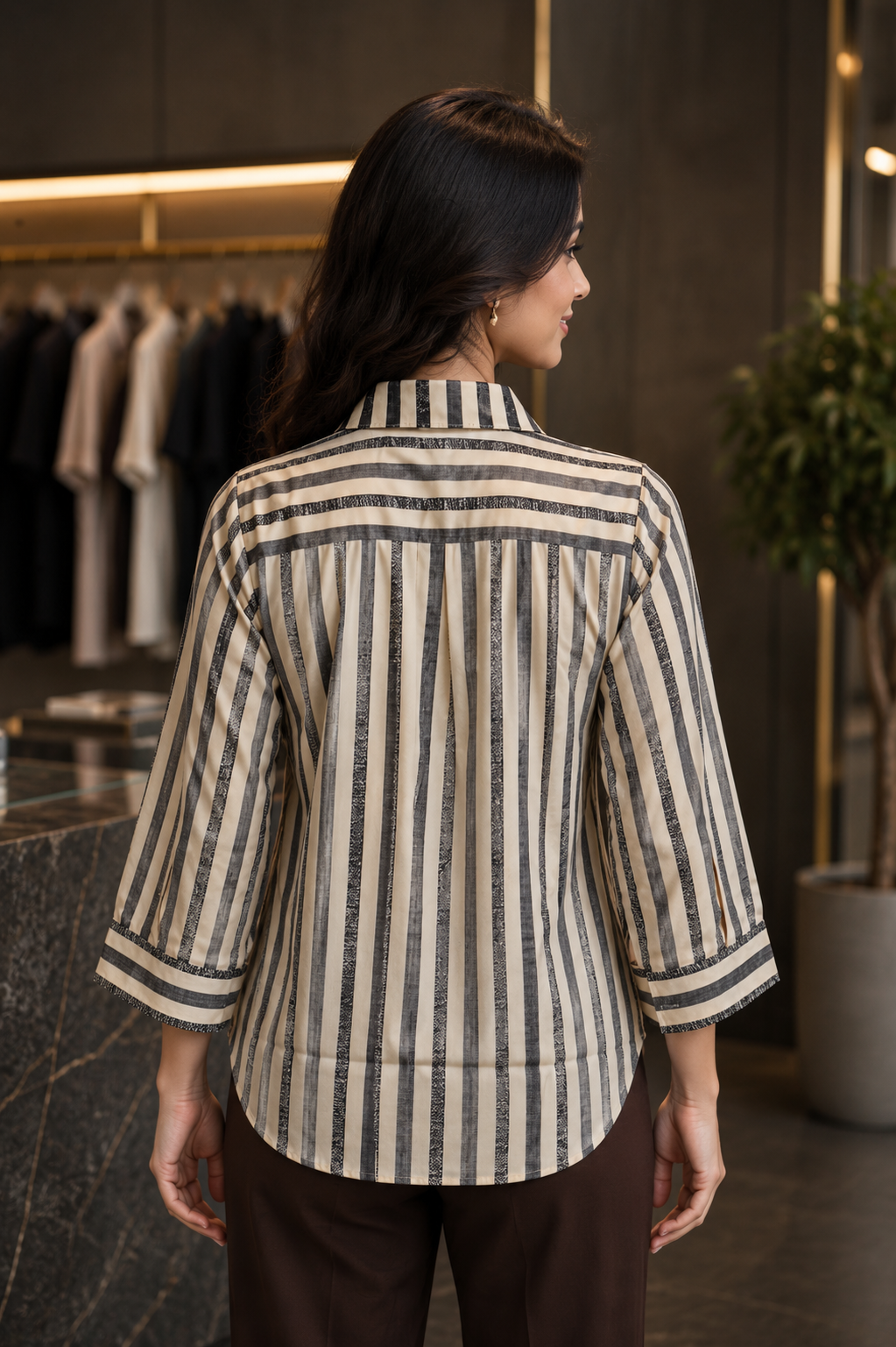 5005EM Elegant Dual Stripe Imported Top 5005EM-214-CRM - Image 3