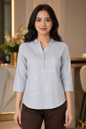 35059 Elegant Ice Blue Imported Fabric Women's Top 35059-268-SKY
