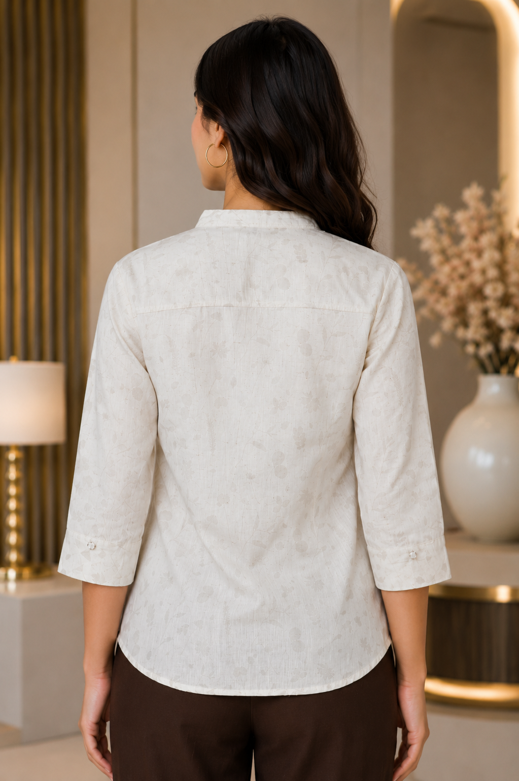 60692 Elegant Ivory Floral Print Imported Top 60692-268-OF WHT - Image 3