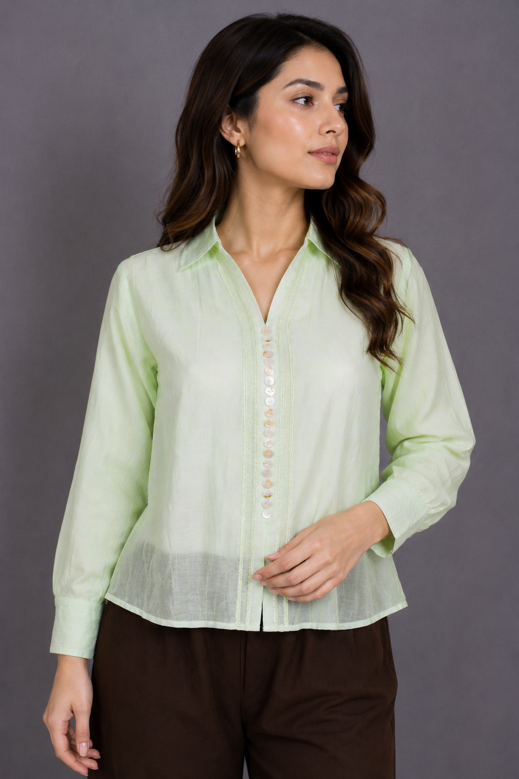 M10 Elegant Mint Green Imported Fabric Women's Top M10-405-GRN