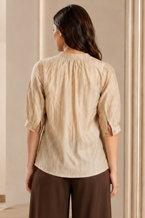 LD28 Elegant Beige Embroidered Imported Fabric Top LD28-427-BEGE - Image 2