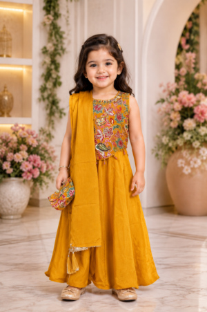 916 Imported Fabric Mustard Yellow Designer Palazzo Set for Girls 916-439-YLW