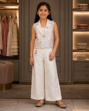 553EM Elegant Ivory Imported Sequin Palazzo Set for Girls 553EM-450-PCH