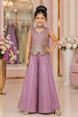 9913 Imported Fabric Designer Lavender Palazzo Set for Girls  9913-333-PNK