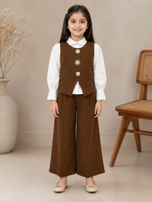 709PL Elegant Chocolate Brown Imported Palazzo Set for Girls 709PL-450-BWN