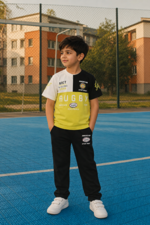 13435LT  Boys Premium Hosiery Cotton Cord Set | Stylish T-Shirt & Track Pant Co-Ord Set 13435LT-268-P GRN