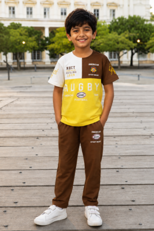 13435LT Boys Premium Hosiery Cotton Cord Set | Trendy Casual Co-Ord Set for Kids 13435LT-268-YLW