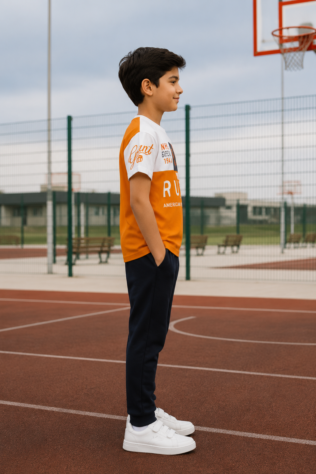 13435LT Boys Premium Hosiery Cotton Cord Set | Sporty Casual Co-Ord Set for Kids 13435LT-268-ORG - Image 3
