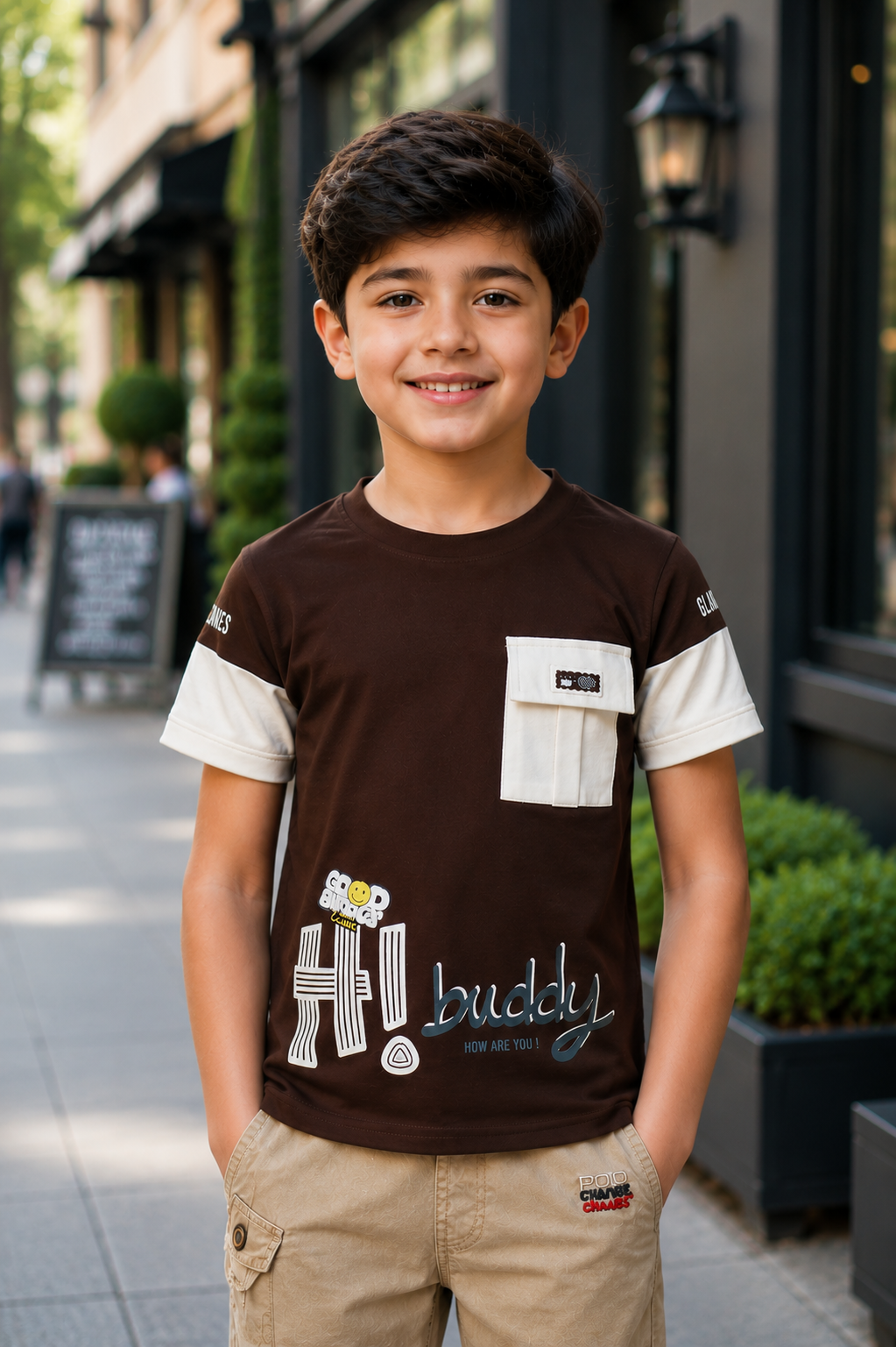 52375LT Boys Premium Hosiery Cotton Printed T-Shirt | Stylish Casual Half Sleeve Wear 52375LT-268-BWN
