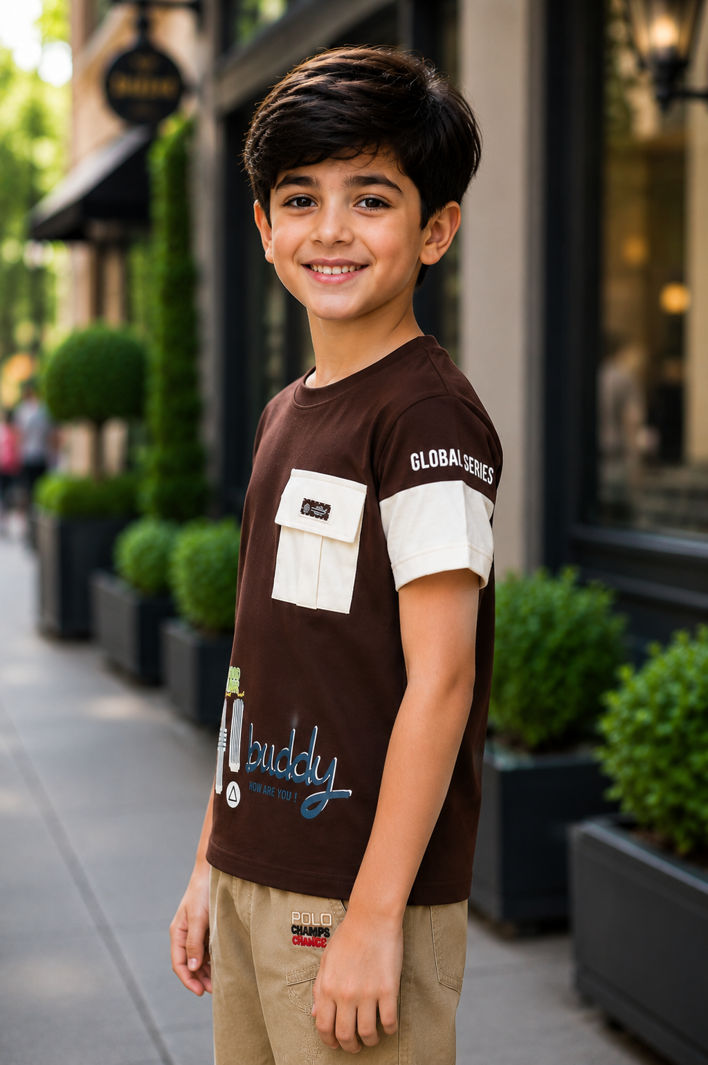 52375LT Boys Premium Hosiery Cotton Printed T-Shirt | Stylish Casual Half Sleeve Wear 52375LT-268-BWN - Image 4