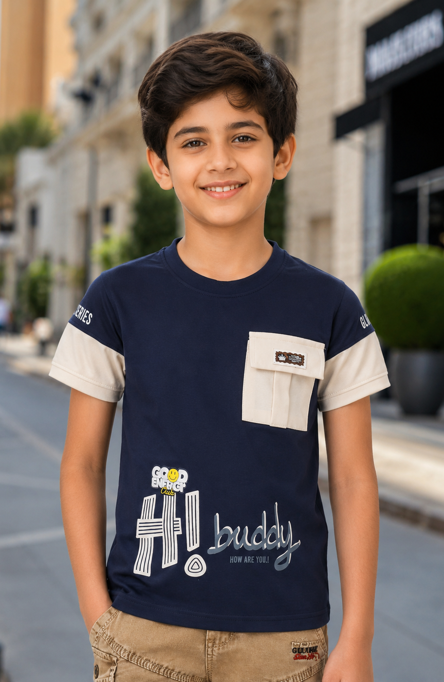 52375LT Boys Premium Hosiery Cotton Printed T-Shirt | Trendy Casual Wear 52375LT-268-NVY