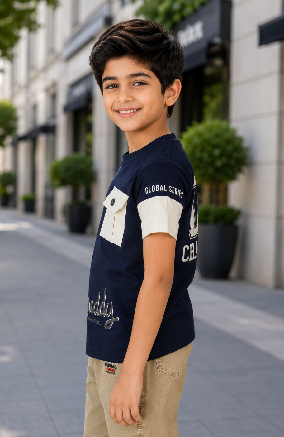 52375LT Boys Premium Hosiery Cotton Printed T-Shirt | Trendy Casual Wear 52375LT-268-NVY - Image 3