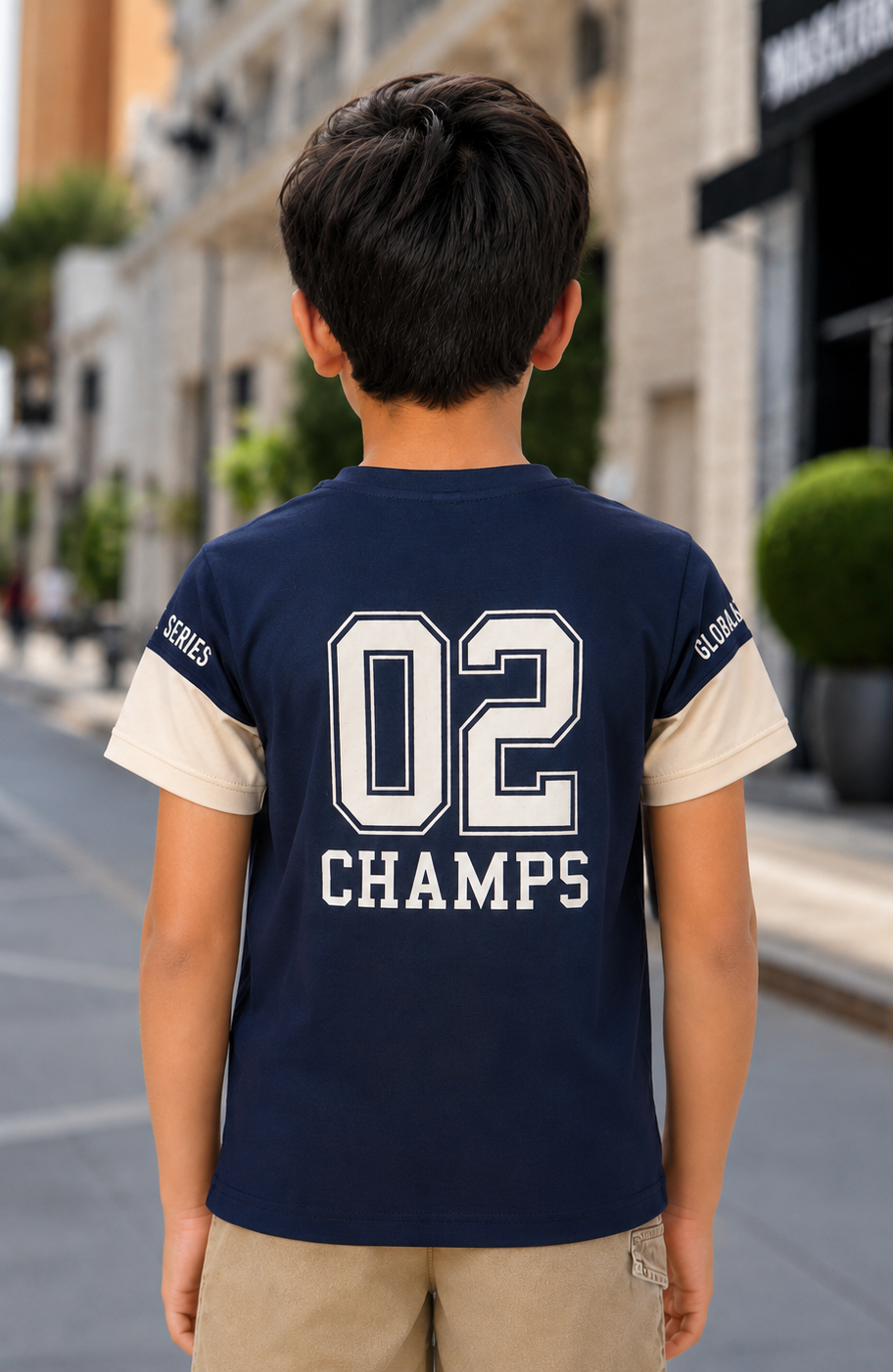52375LT Boys Premium Hosiery Cotton Printed T-Shirt | Trendy Casual Wear 52375LT-268-NVY - Image 2