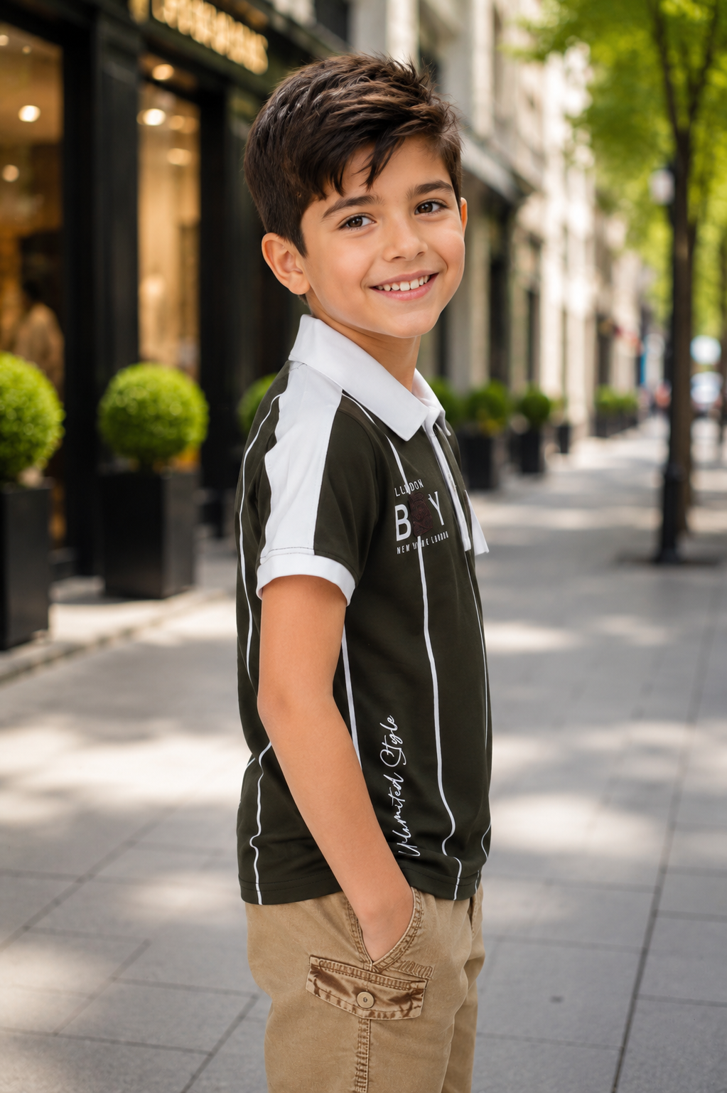 52599LN Boys Premium Hosiery Cotton Polo T-Shirt with Utility Pocket 52599LN-268-D GRN - Image 4