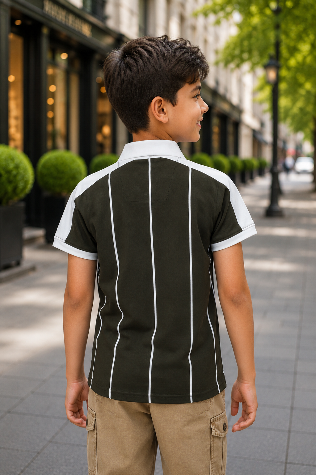 52599LN Boys Premium Hosiery Cotton Polo T-Shirt with Utility Pocket 52599LN-268-D GRN - Image 3