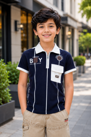 52599LN Boys Premium Navy Blue Hosiery Cotton Polo T-Shirt 52599LN-268-NVY