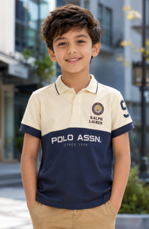 52698LT Boys Premium Colour Block Polo T-Shirt | Hosiery Cotton | Half Sleeves 52698LT-268-NVY