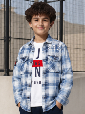 4031CH  Boys Premium Cotton Checked Shirt | Soft, Stylish & Comfortable Casual Wear 4031CH-109-BLU