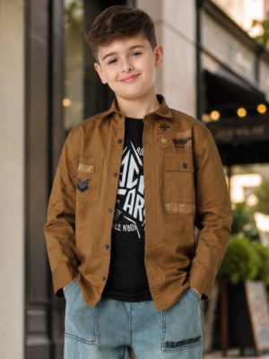 4163PL  Boys' Premium Cotton Casual Shirt 4163PL-109-BWN