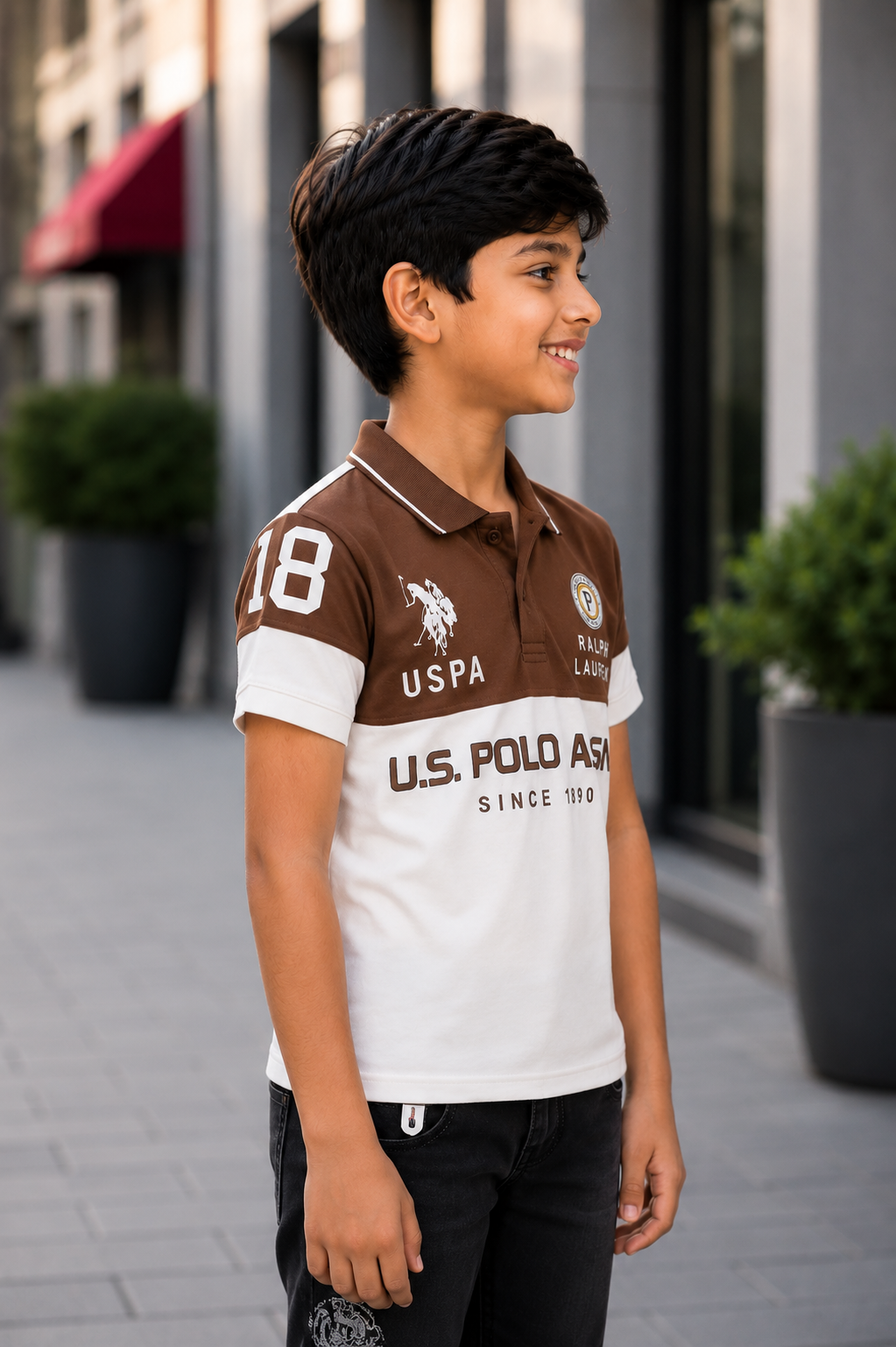 52698LT Boys Premium Hosiery Cotton Polo T-Shirt 52698LT-268-BWN - Image 4