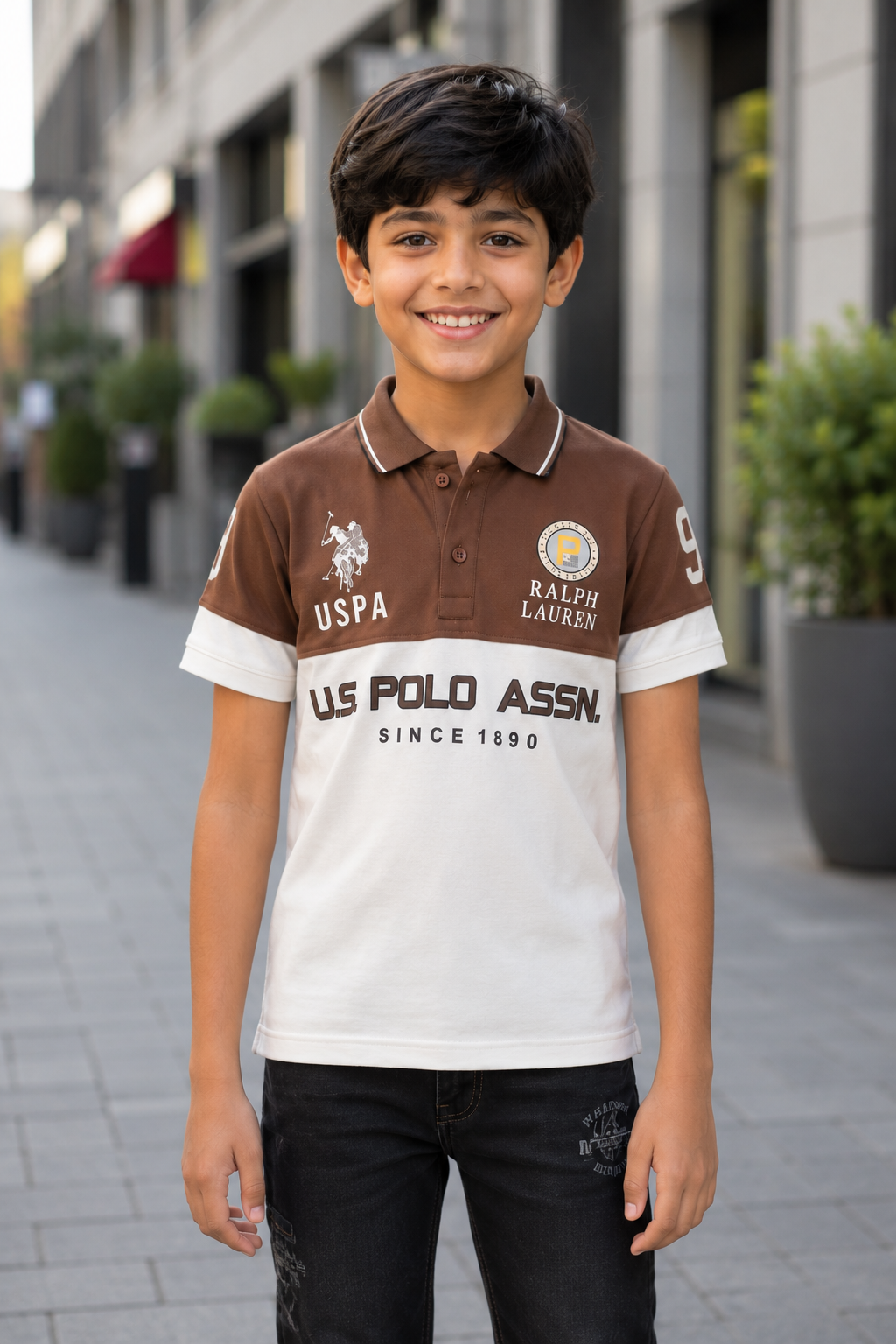 52698LT Boys Premium Hosiery Cotton Polo T-Shirt 52698LT-268-BWN