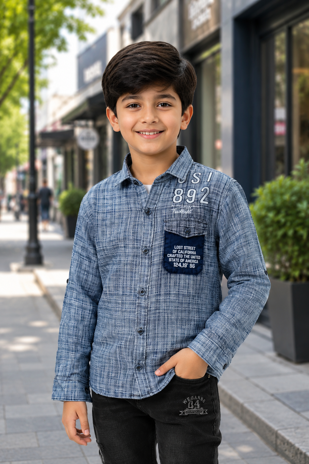 4271LN Boys Premium Cotton Printed Casual Shirt | Full Sleeves | Stylish & Comfortable 4271LN-109-BLU - Image 6