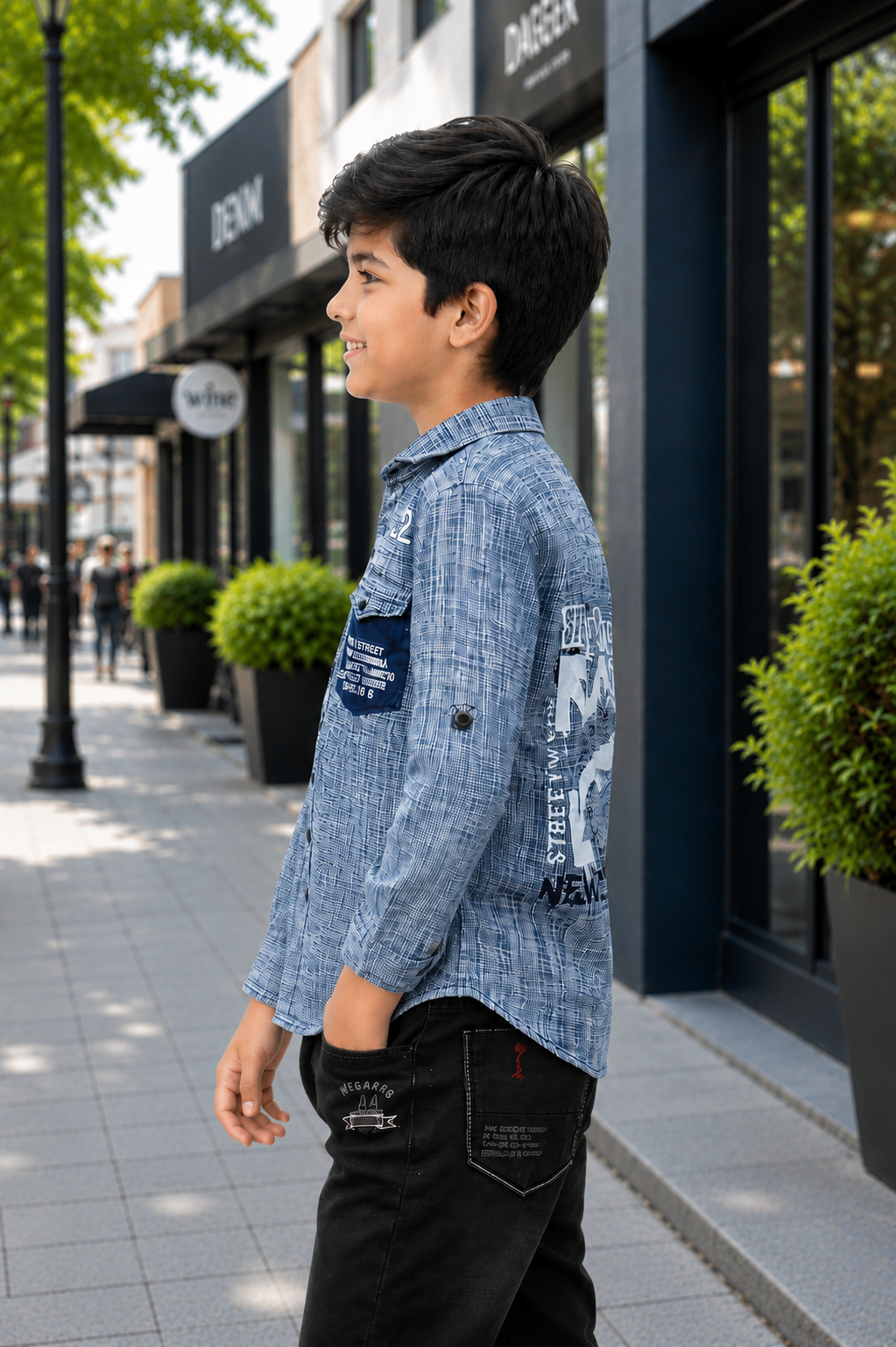 4271LN Boys Premium Cotton Printed Casual Shirt | Full Sleeves | Stylish & Comfortable 4271LN-109-BLU - Image 5