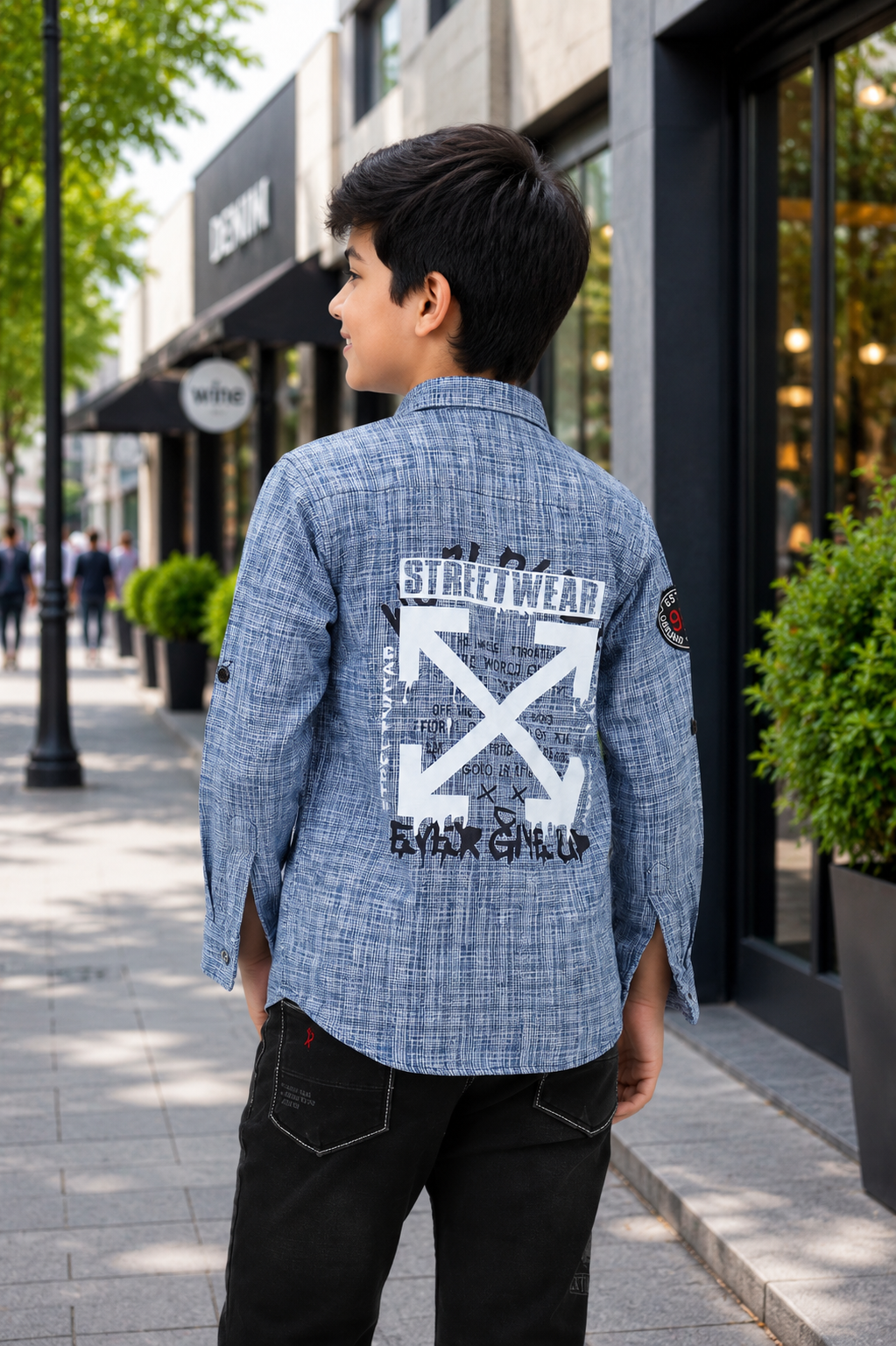 4271LN Boys Premium Cotton Printed Casual Shirt | Full Sleeves | Stylish & Comfortable 4271LN-109-BLU - Image 4