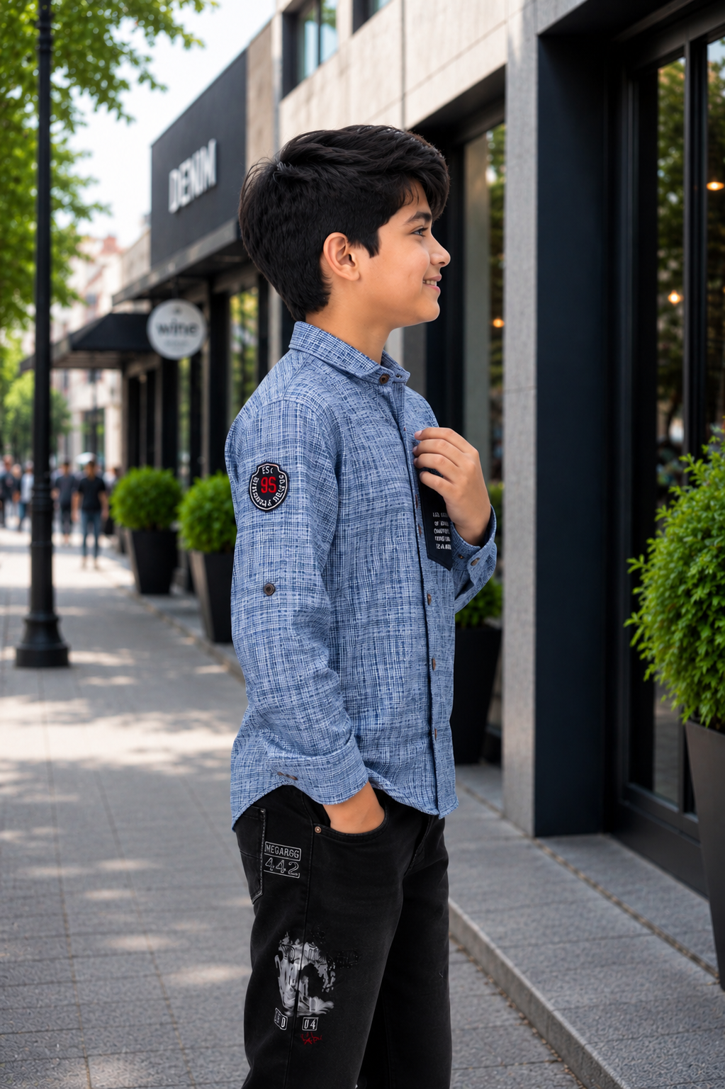 4271LN Boys Premium Cotton Printed Casual Shirt | Full Sleeves | Stylish & Comfortable 4271LN-109-BLU - Image 3