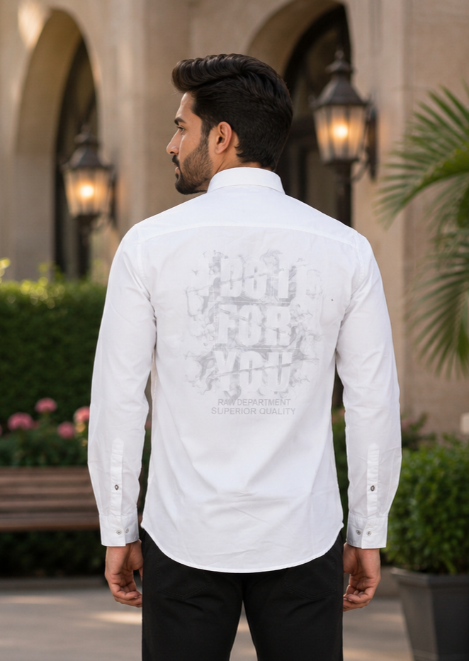 5507PL Men's Premium Cotton Casual Shirt | Full Sleeves | Smart Fit | Classic White 5507PL-404-WHT - Image 3