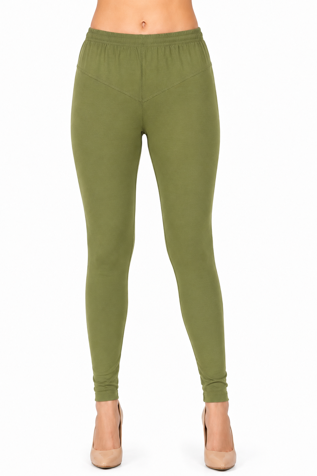 Premium Hosiery Full Length Leggings – Light Olive Green RUGOLD-268-24