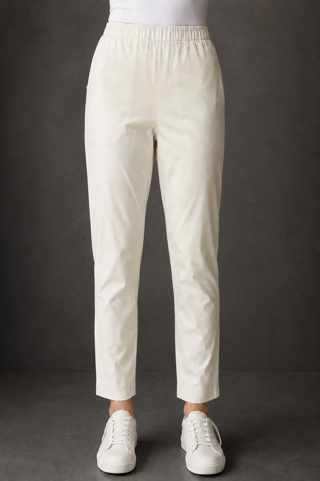 Women's Off-White Straight Fit Hosiery Pants RUPANT-268-3