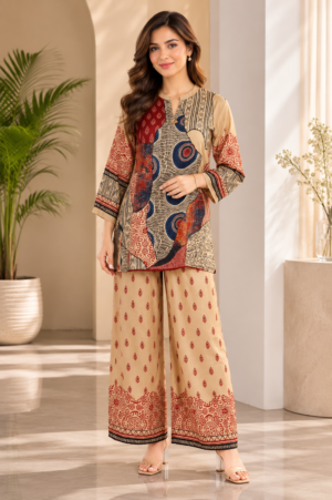Women's Cotton Printed Kurta Palazzo Set 34080PT-337-FWN