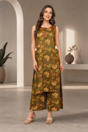 Women's Cotton Printed Kurta Palazzo Set 34114FL-337-MHD