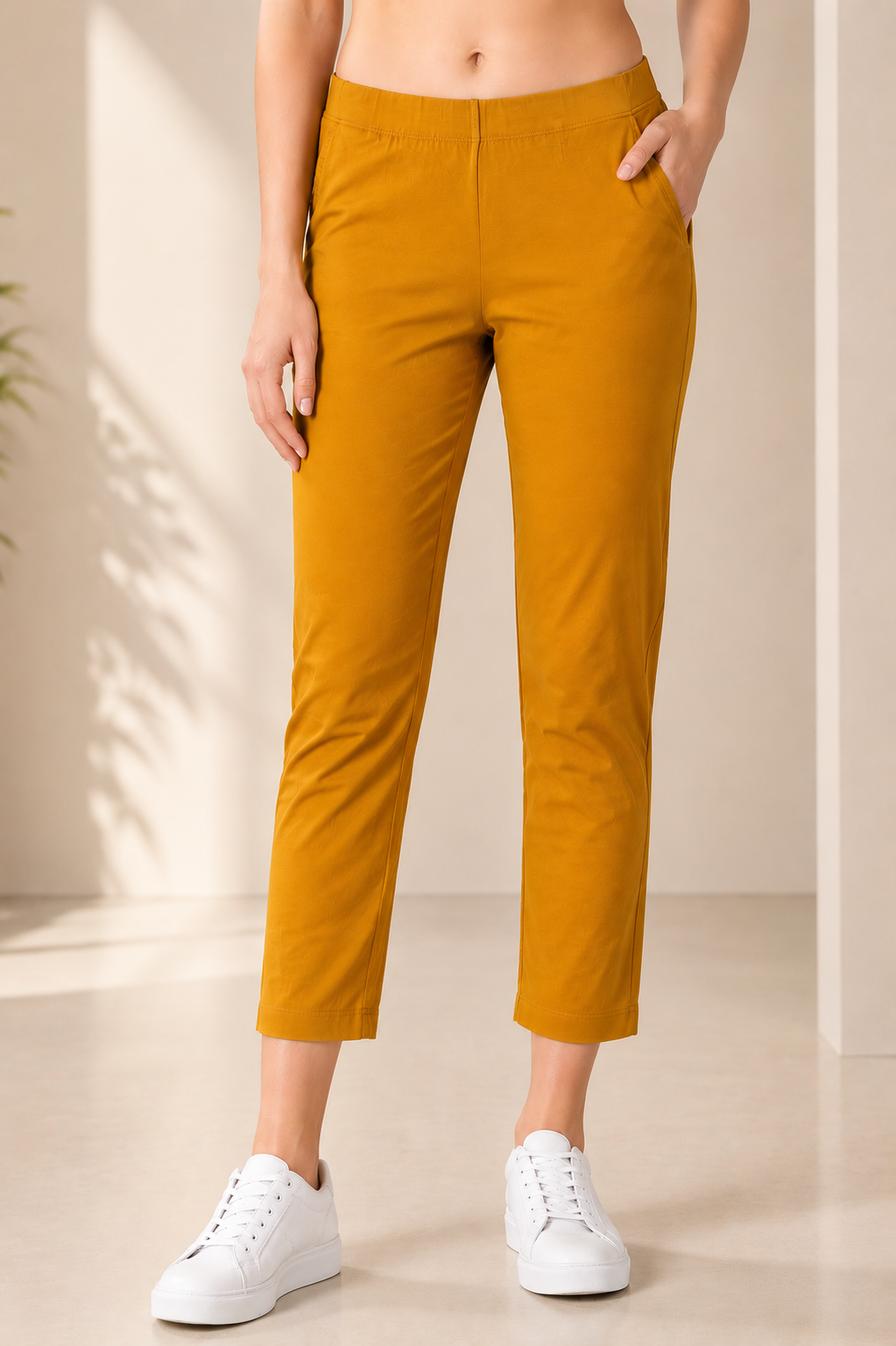 Women's Mustard Yellow Hosiery Straight Fit Pant RUPANT-268-27