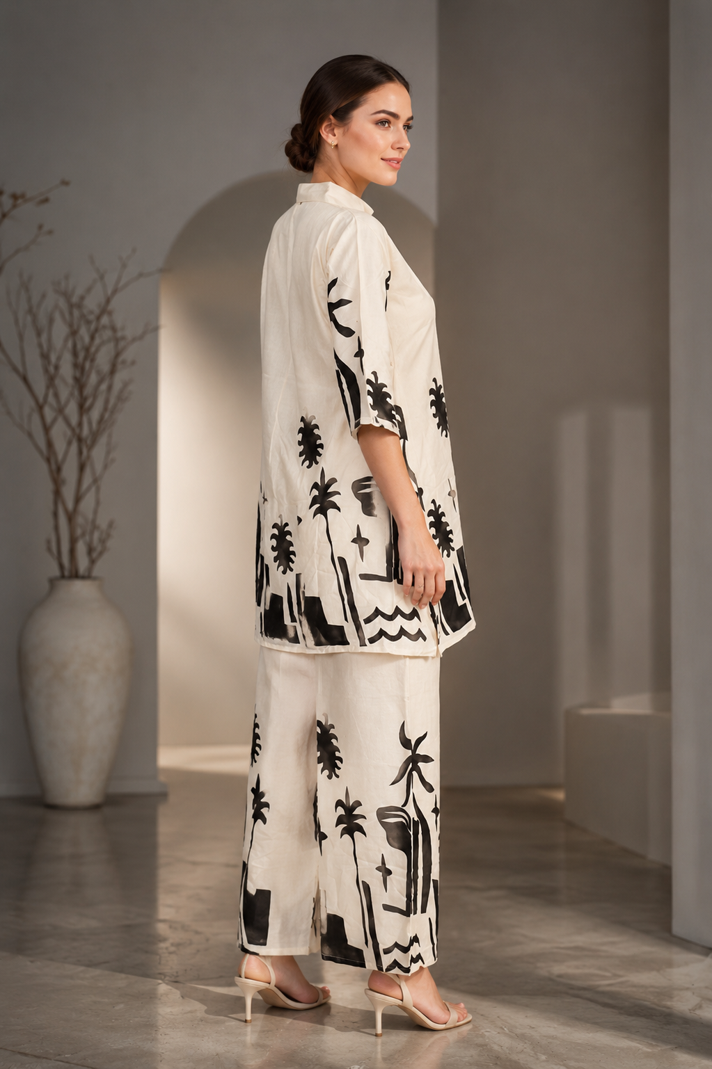 Women's Cotton Printed Co-Ord Set 34160PT-337-OW - Image 4