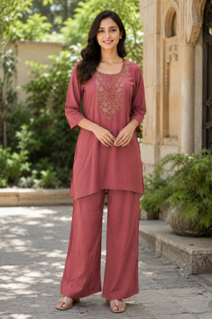 Imported Fabric Women’s Co-ord Set – Rose Pink 975FL-427-PINK