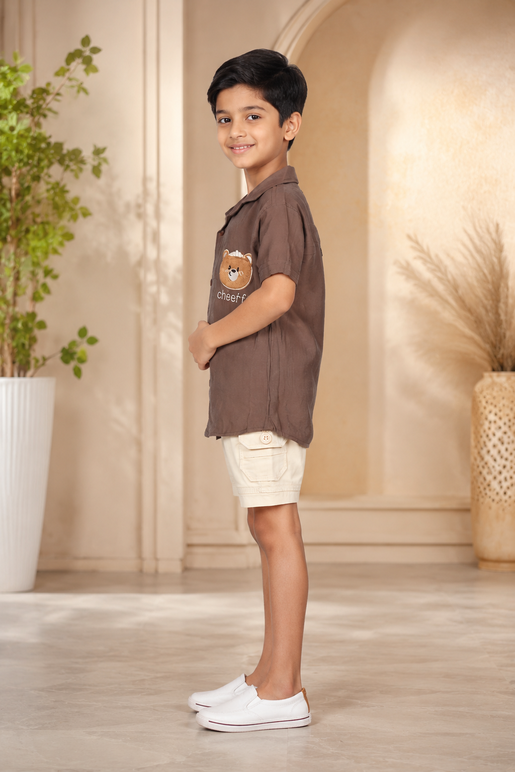 Boys’ Imported Fabric Shirt & Shorts Set 7344PT-268-CHO - Image 5