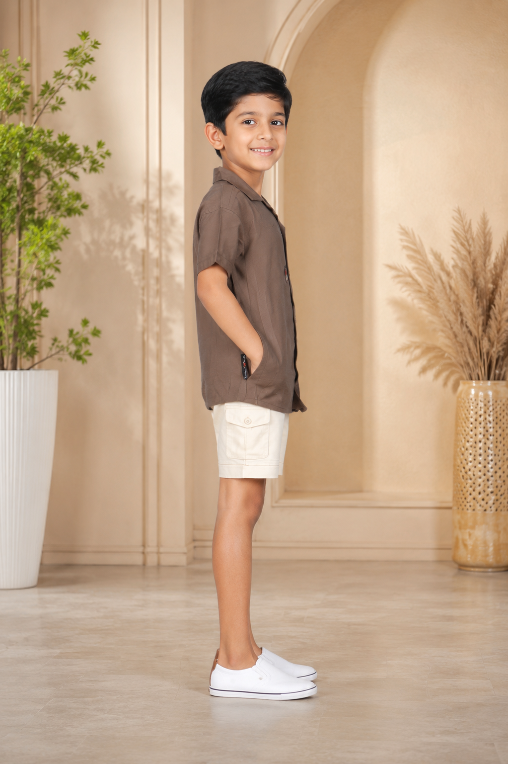 Boys’ Imported Fabric Shirt & Shorts Set 7344PT-268-CHO - Image 3