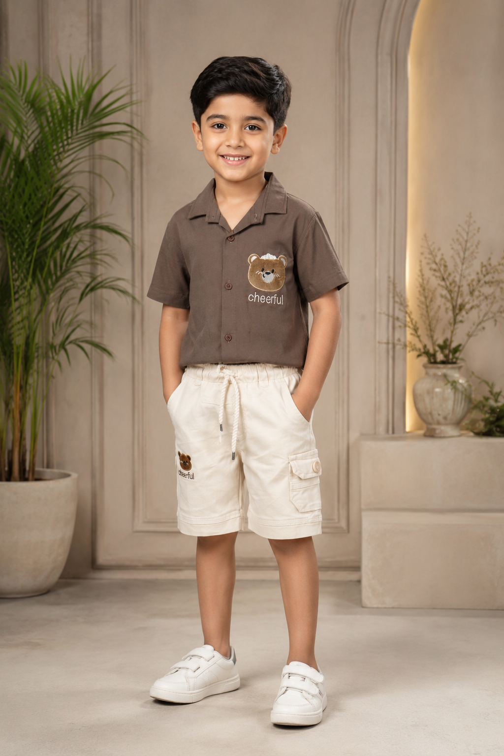 Boys’ Imported Fabric Shirt & Shorts Set 7344PT-268-CHO - Image 4