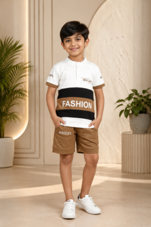 Boys’ Imported Fabric Polo T-Shirt & Shorts Set 13280LN-268-FWN