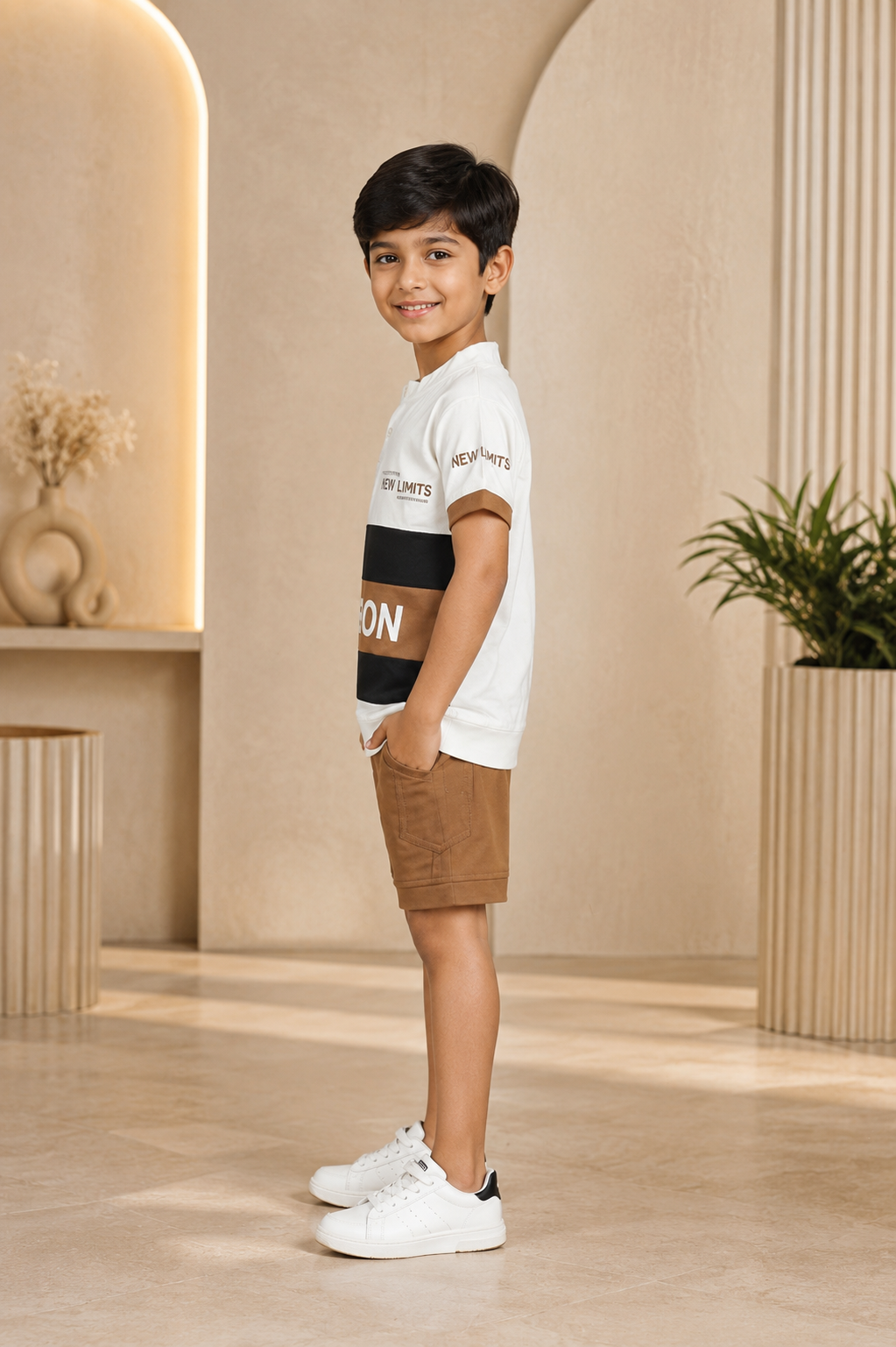Boys’ Imported Fabric Polo T-Shirt & Shorts Set 13280LN-268-FWN - Image 4