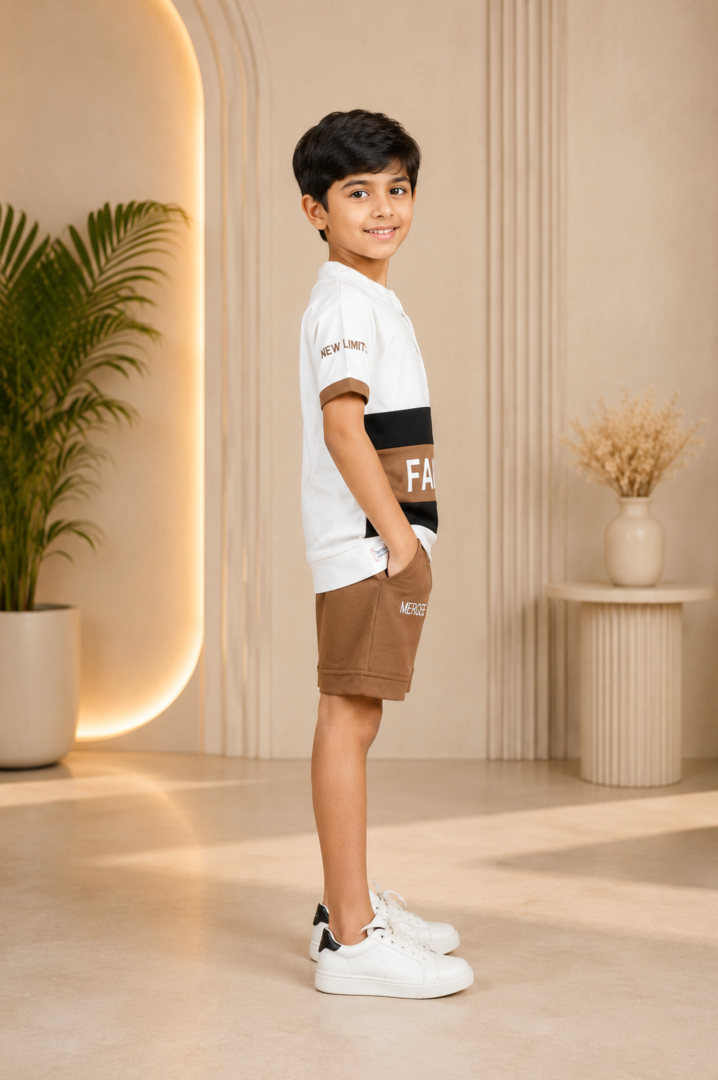 Boys’ Imported Fabric Polo T-Shirt & Shorts Set 13280LN-268-FWN - Image 2