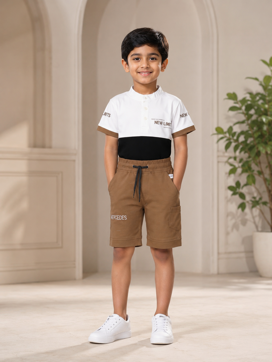 Boys’ Imported Fabric Polo T-Shirt & Shorts Set 13280LN-268-FWN - Image 3