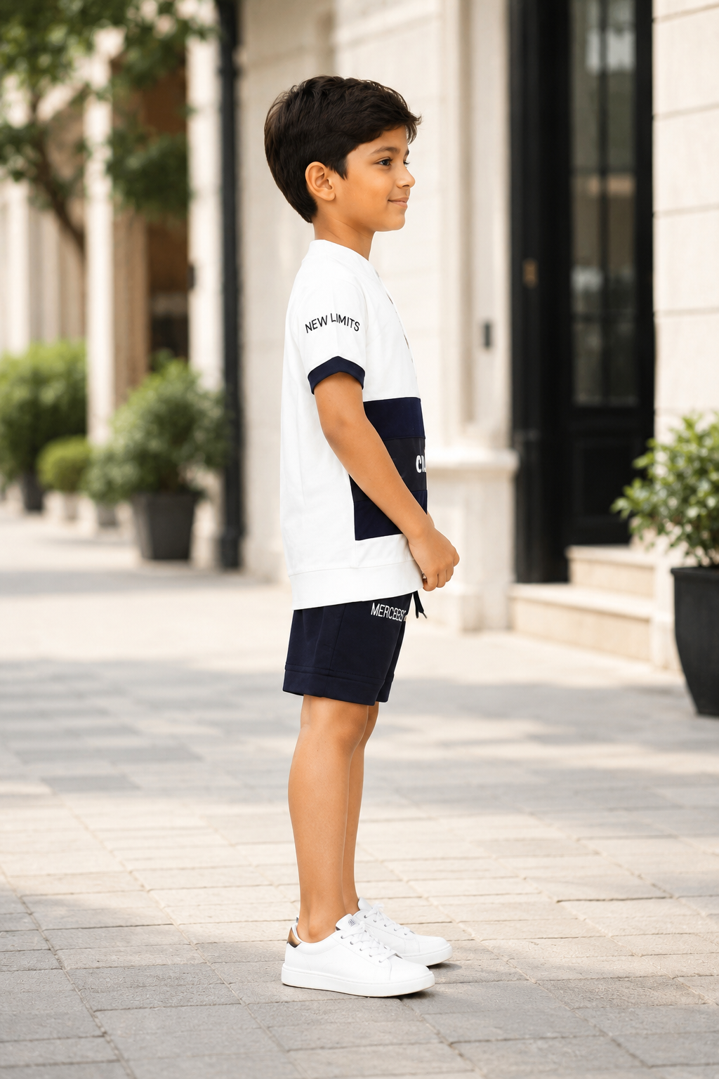Boys’ Imported Fabric Polo T-Shirt & Shorts Set 13280LN-268-NAVY - Image 2