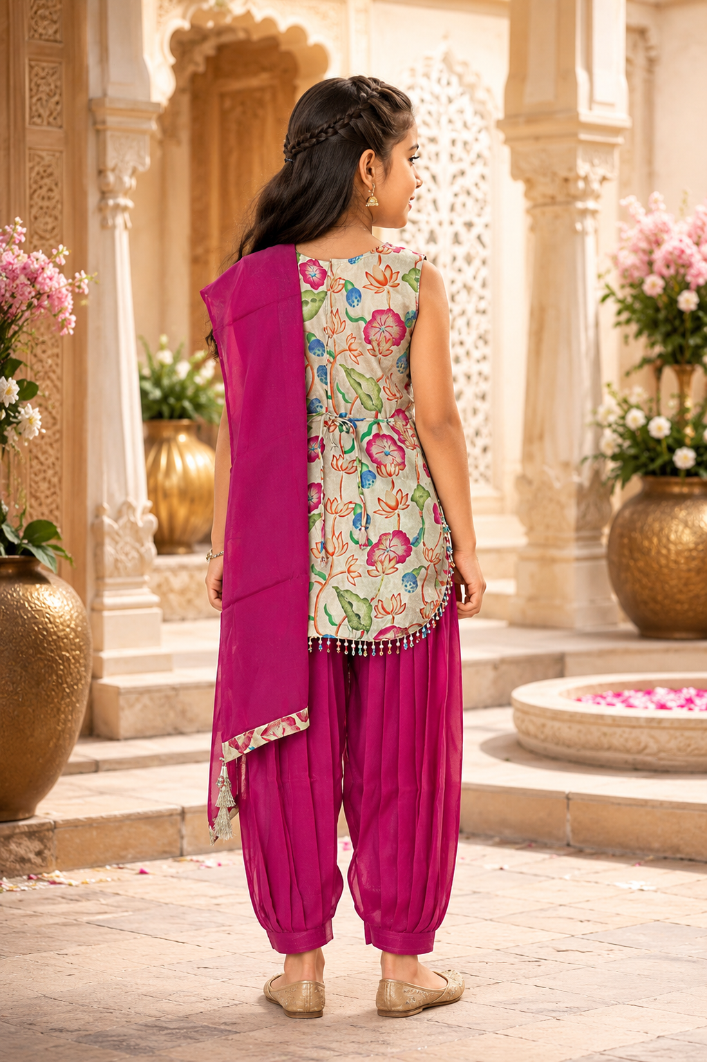 Elegant Multicolor Girls Ethnic Patiala Suit Set 11885-268-PNK - Image 5
